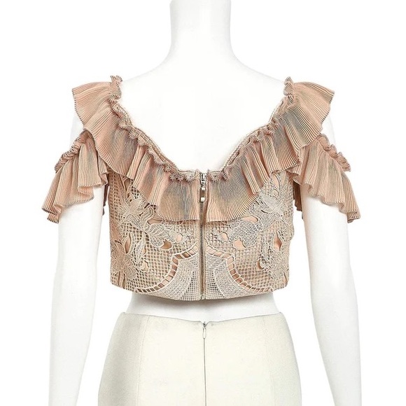 ALICE MCCALL Signed Sealed Lace Ruffle Cold Shoulder Crop Top - Picture 12 of 16